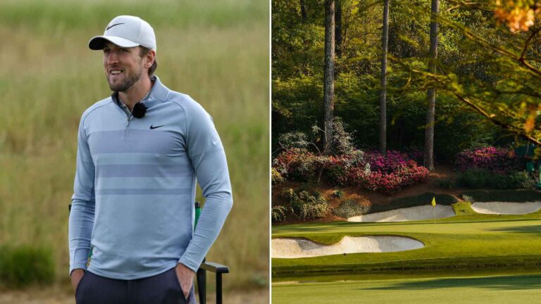 Harry Kane shares relatable story from playing Augusta National’s 12th hole.