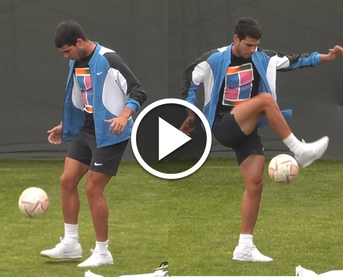 WATCH: Carlos Alcaraz displays extremely impressive soccer juggling skills during Indian Wells practice